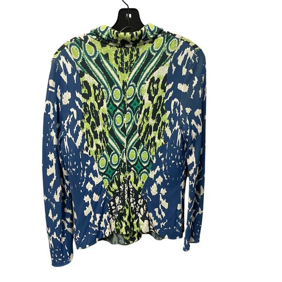 Anthropologie Aldomartins Green Blue Abstract Print Knit Blazer Womens 6 AS IS - Picture 6 of 6